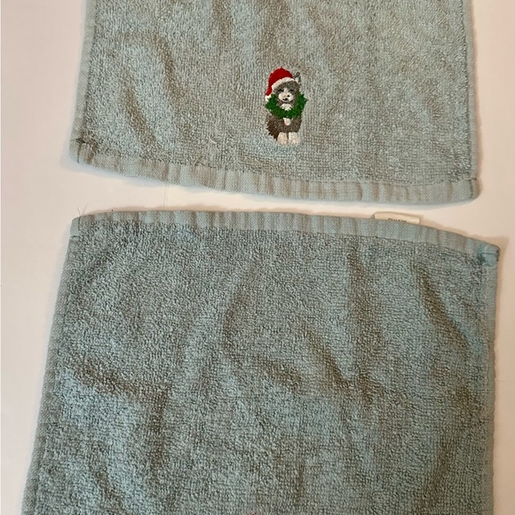 Set of 2 Holiday Kitten Dish Towels - Blue Cotton, Cute Christmas Kitchen Decor - Picture 13 of 16